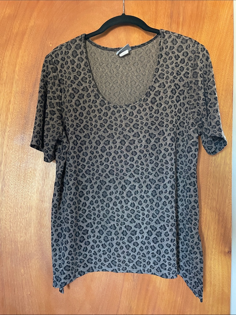 Rabbit Rabbit Rabbit Taupe & Black Leopard Scoop Neck Short Sleeve Top
